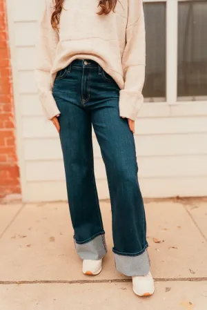 Dark Denim Cuffed Palazzo BP476J
