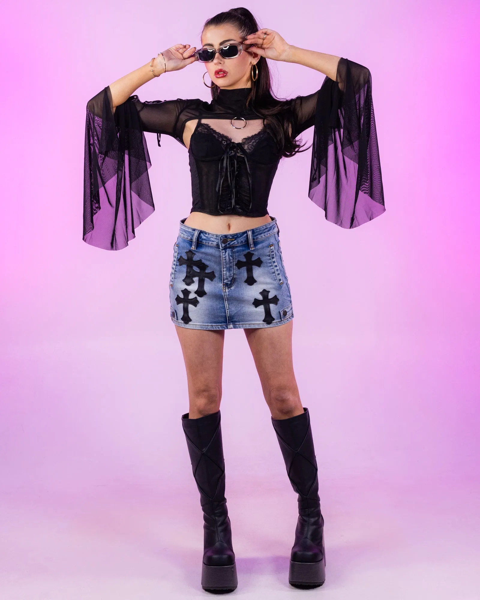 Dark Moonlight Women's Black Mesh Shrug