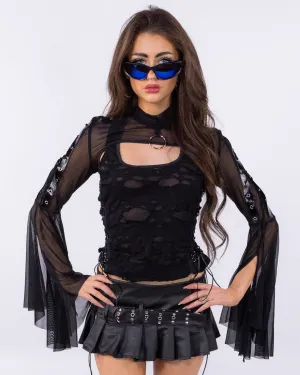 Dark Moonlight Women's Black Mesh Shrug