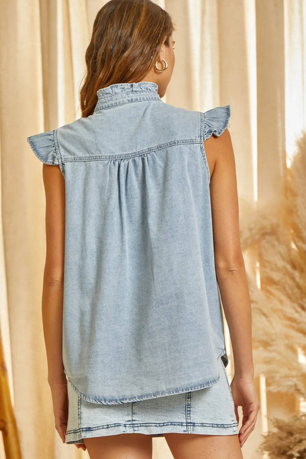 Delite Denim Ruffled Blouse