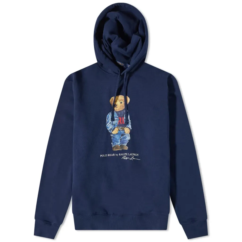 Denim Bear Hoodie - Navy