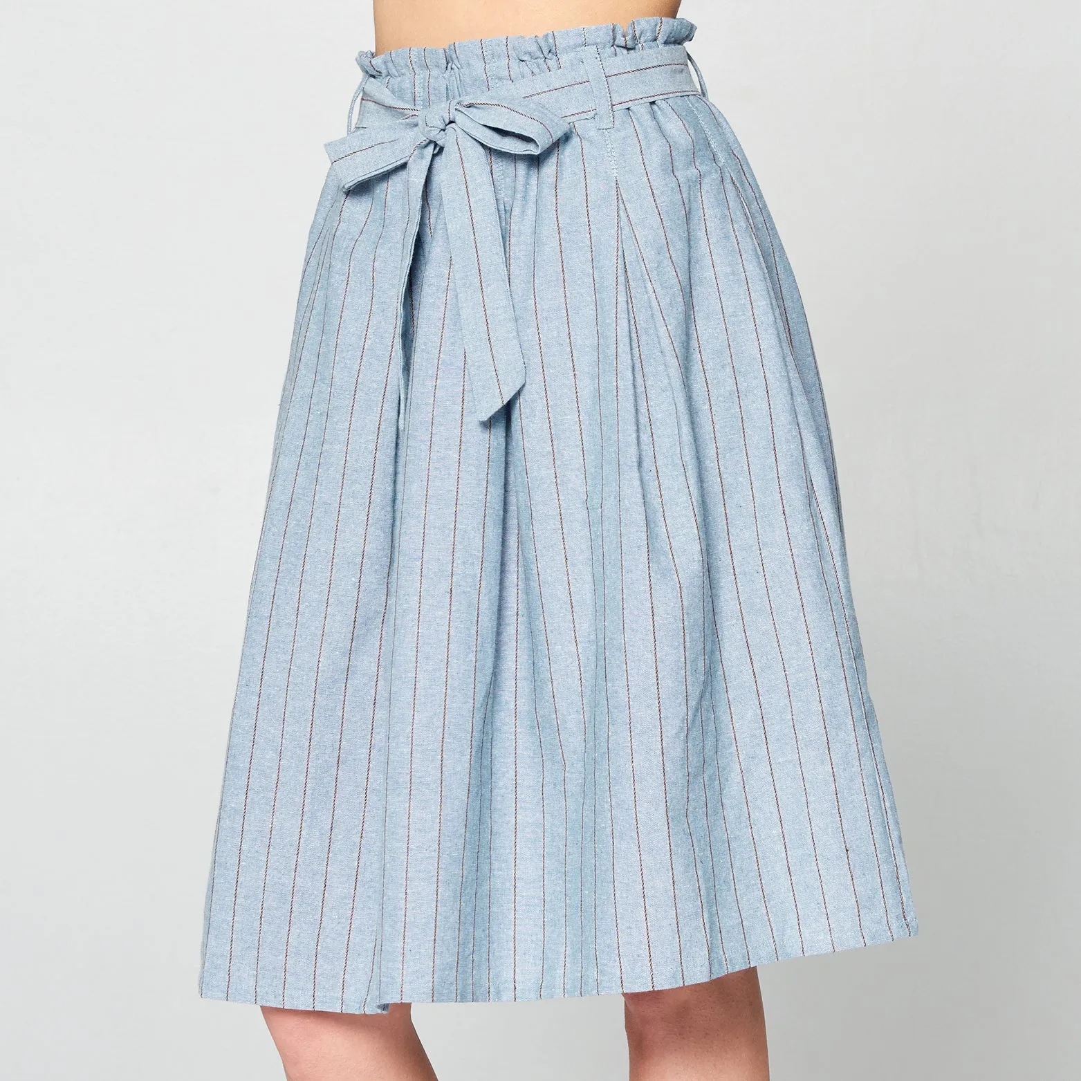 Denim Striped Cotton Skirt