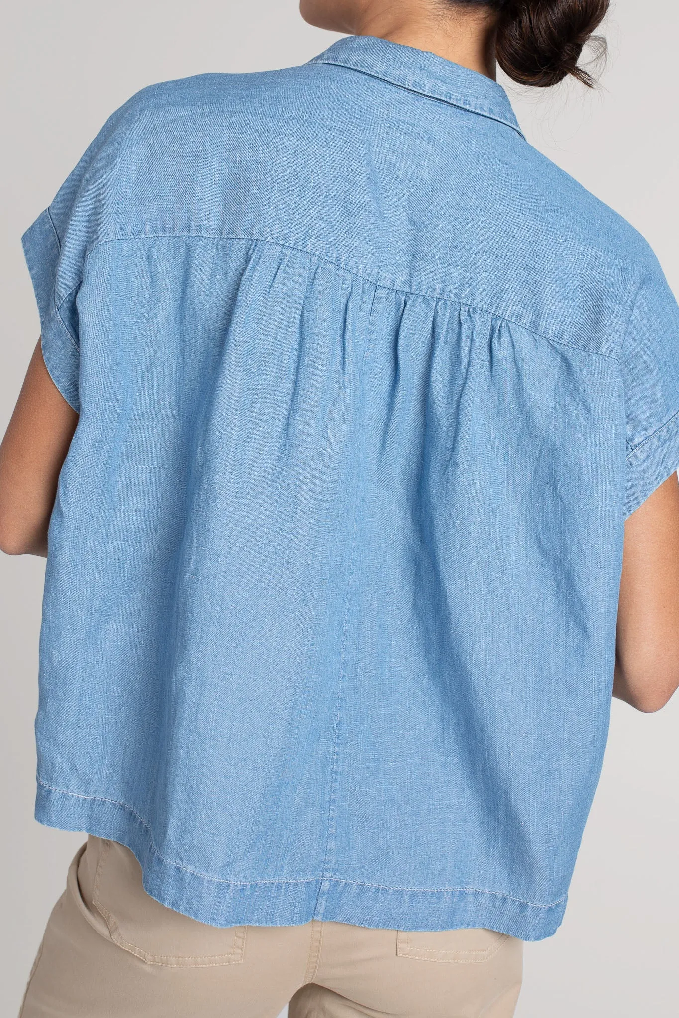 Denim Tencel/Linen Shorter Sleeve Shirt