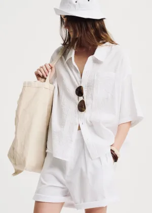 Denimist Short Sleeve Button Down in White