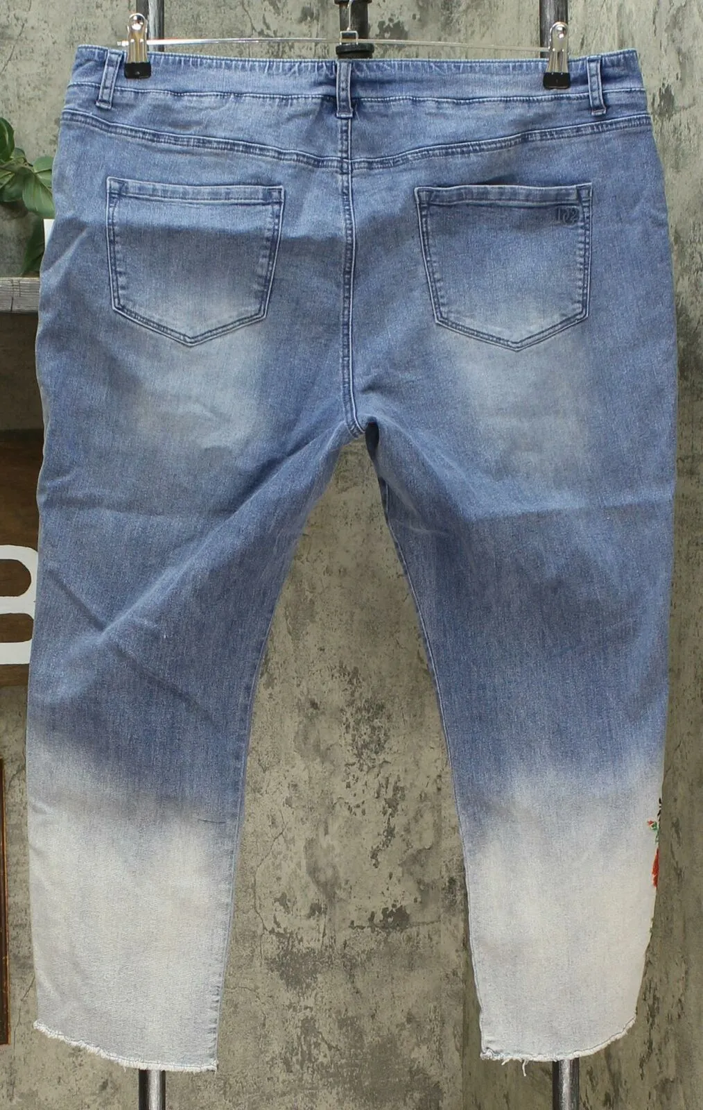 DG2 by Diane Gilman Women's Petite Embroidered Pull On Exposed Button Jeans