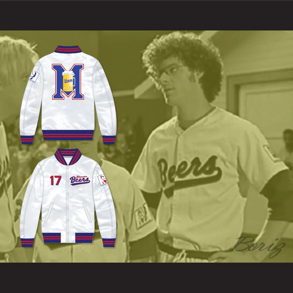 Doug Remer 17 Milwaukee Beers BASEketball White Varsity Letterman Satin Bomber Jacket