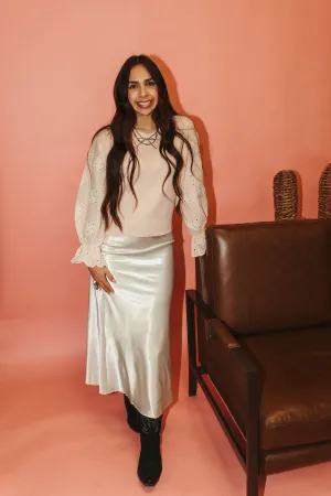 Dove Satin Maxi Skirt LSK0260