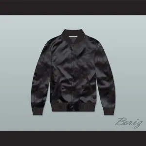 Driver Scorpion Black Varsity Letterman Satin Bomber Jacket