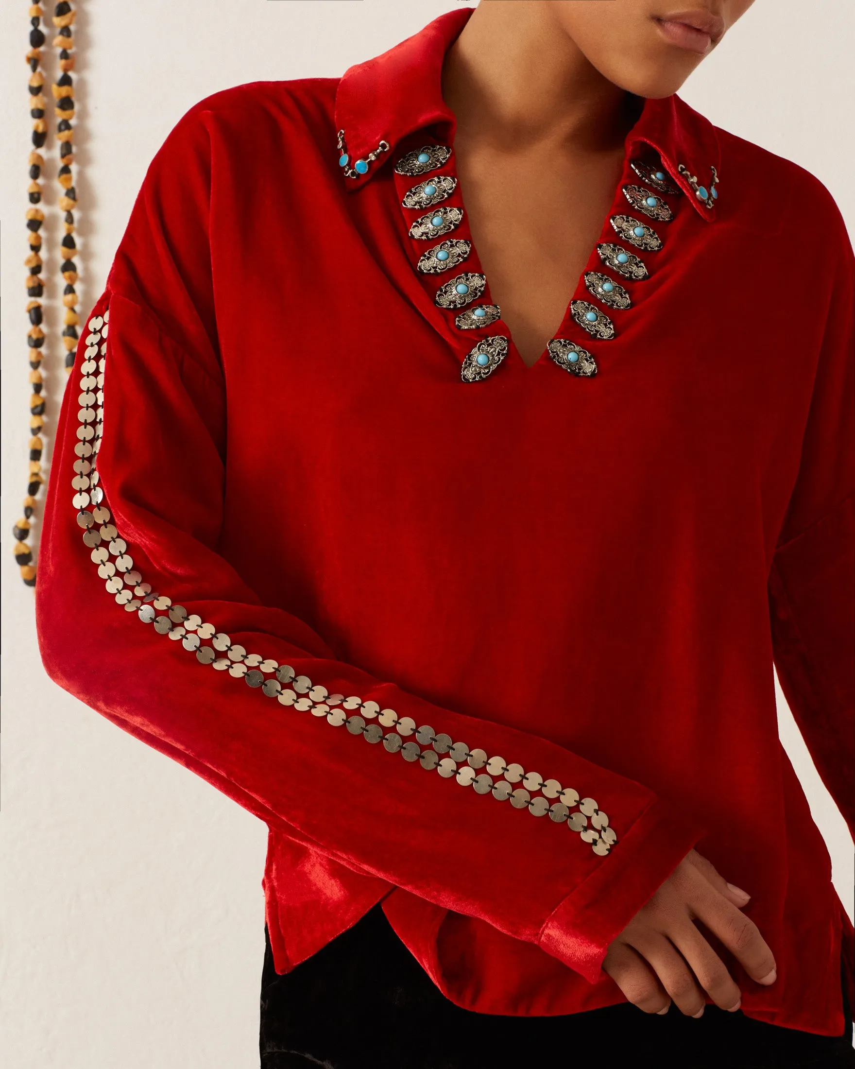 Dylan Ruby Velvet Tunic