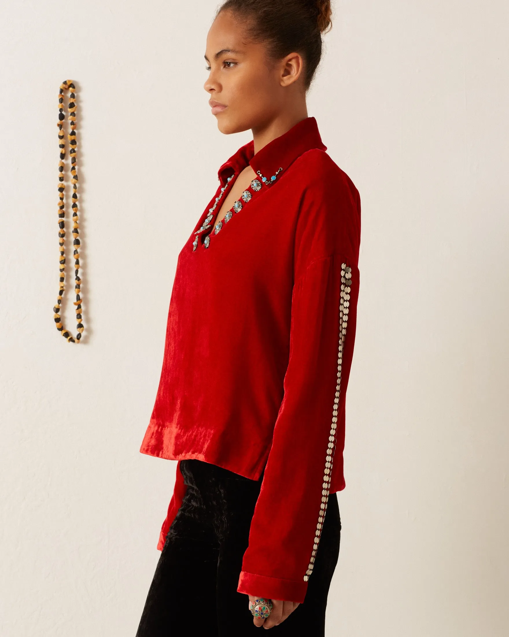 Dylan Ruby Velvet Tunic