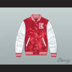 East High School Wildcats Red/ White Varsity Letterman Satin Bomber Jacket 1