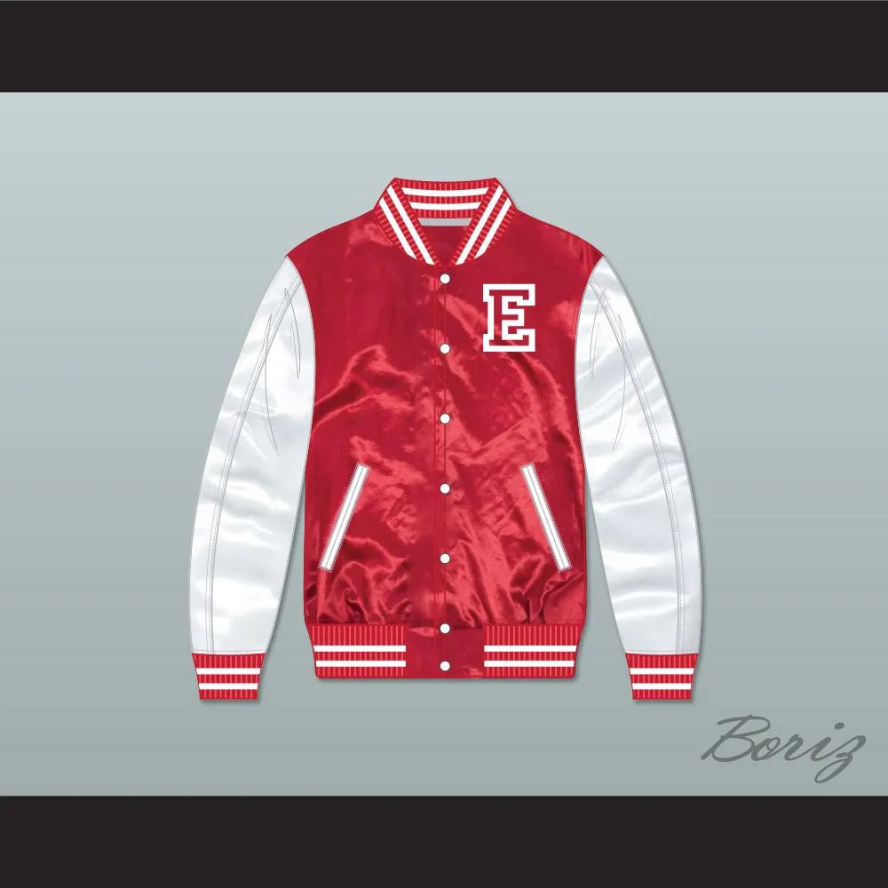 East High School Wildcats Red/ White Varsity Letterman Satin Bomber Jacket 1