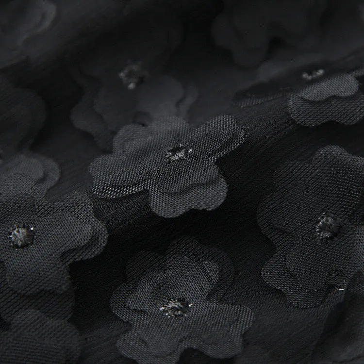 Elegant Black Flower Splicing Beading Tops Skirts Two-piece Set