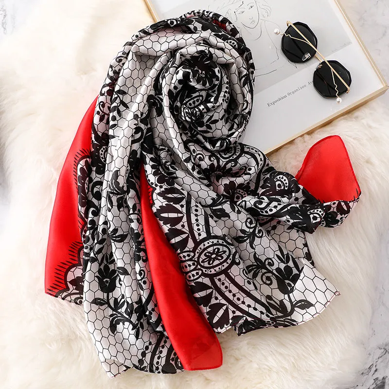 Elegant Fashion Print Silk Scarf Shawl Wrap for Women Ladies Girls 90x180