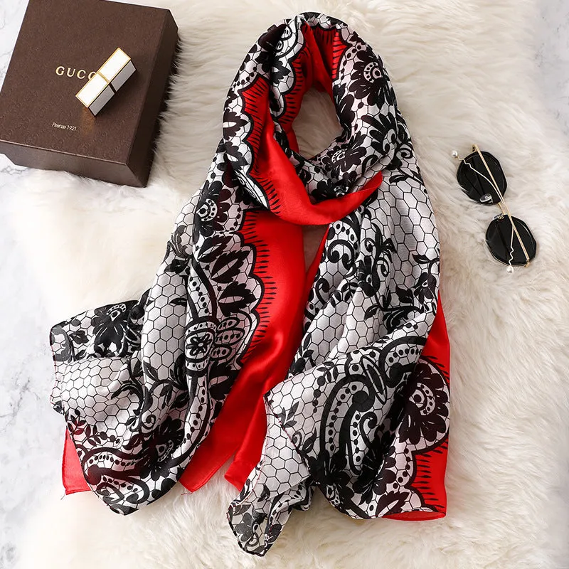 Elegant Fashion Print Silk Scarf Shawl Wrap for Women Ladies Girls 90x180