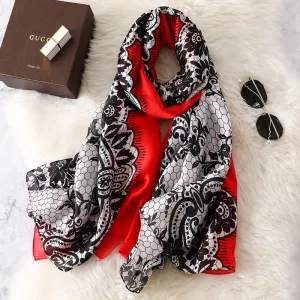 Elegant Fashion Print Silk Scarf Shawl Wrap for Women Ladies Girls 90x180