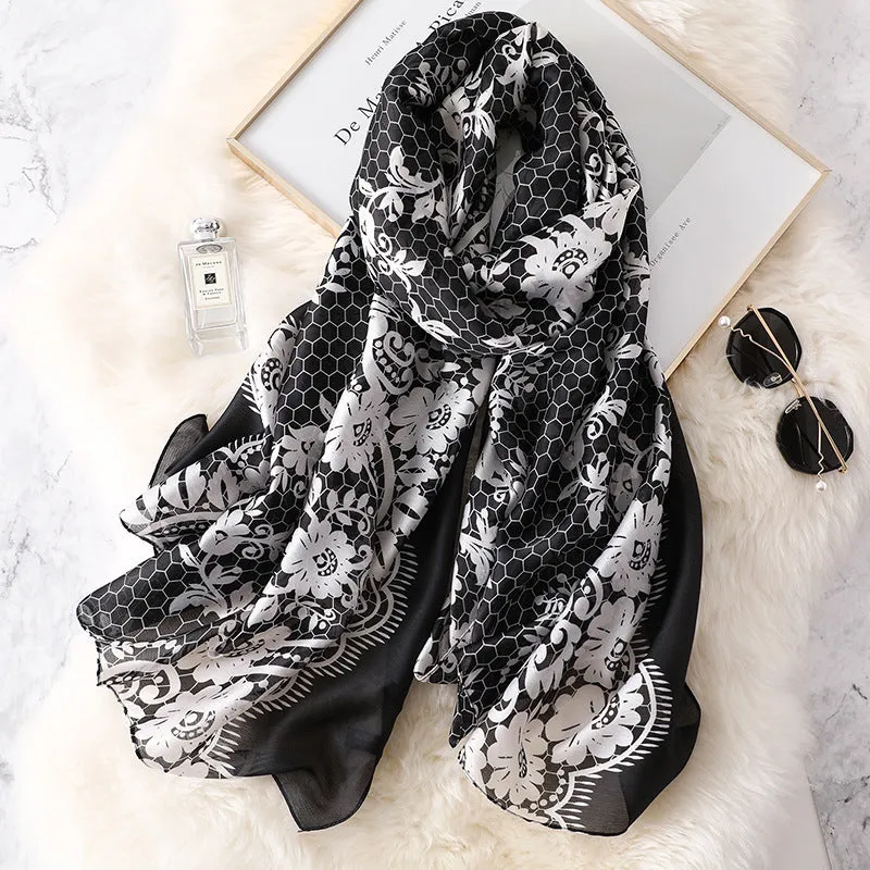 Elegant Fashion Print Silk Scarf Shawl Wrap for Women Ladies Girls 90x180