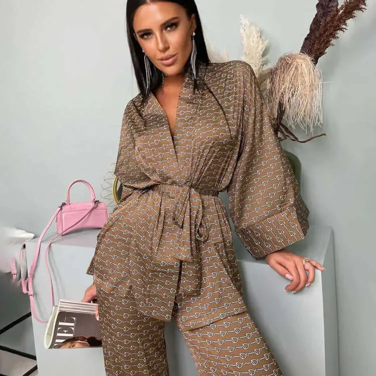 Elegant Printed Satin Lounge Set