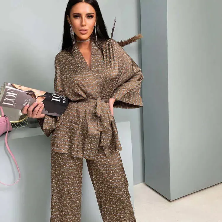 Elegant Printed Satin Lounge Set