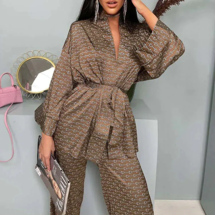 Elegant Printed Satin Lounge Set