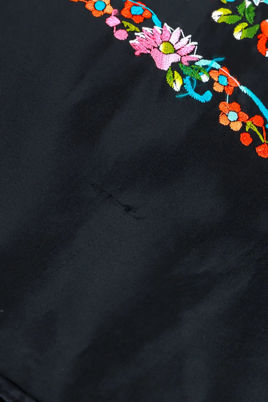 Embroidered Floral Fringe Piano Shawl