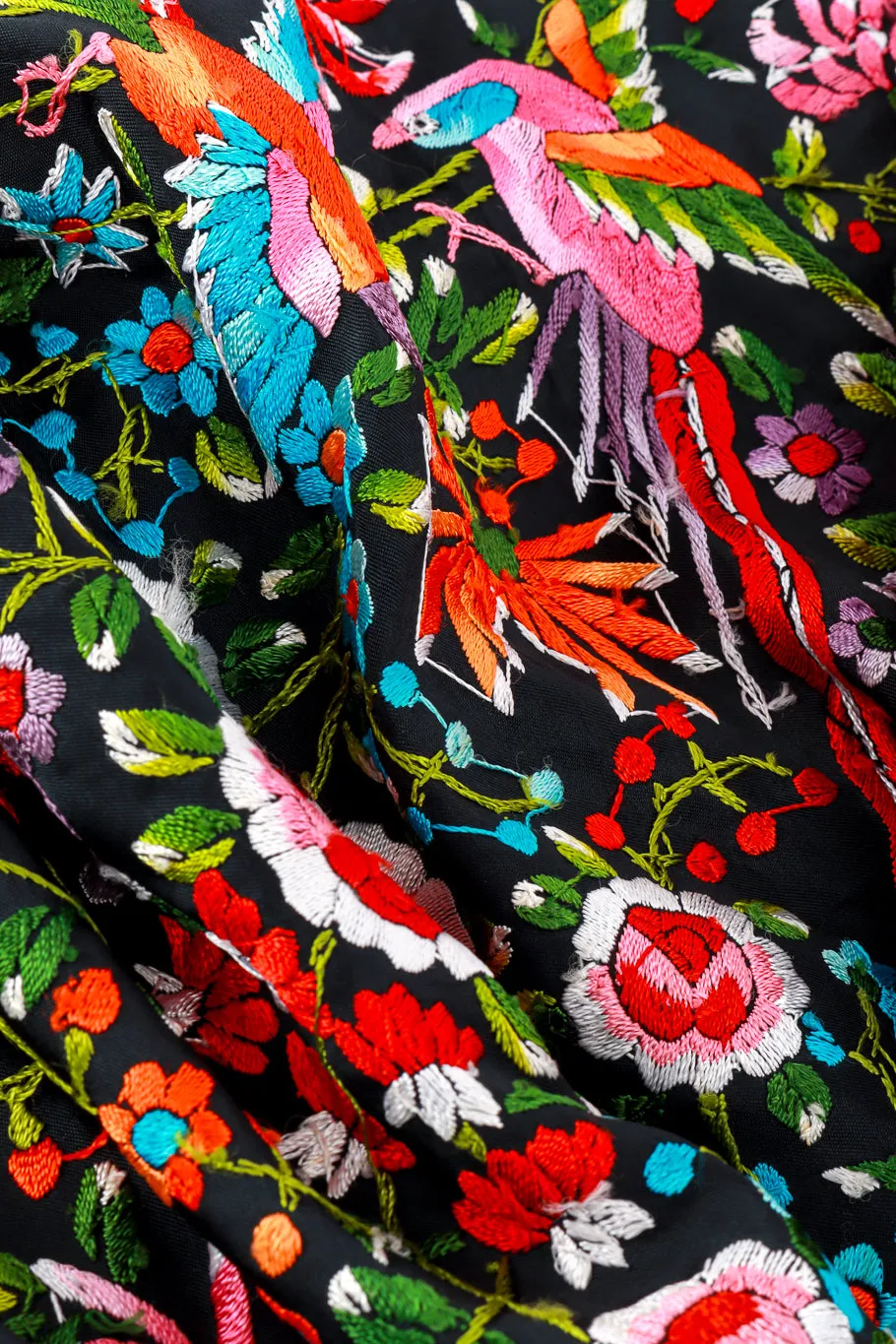 Embroidered Floral Fringe Piano Shawl