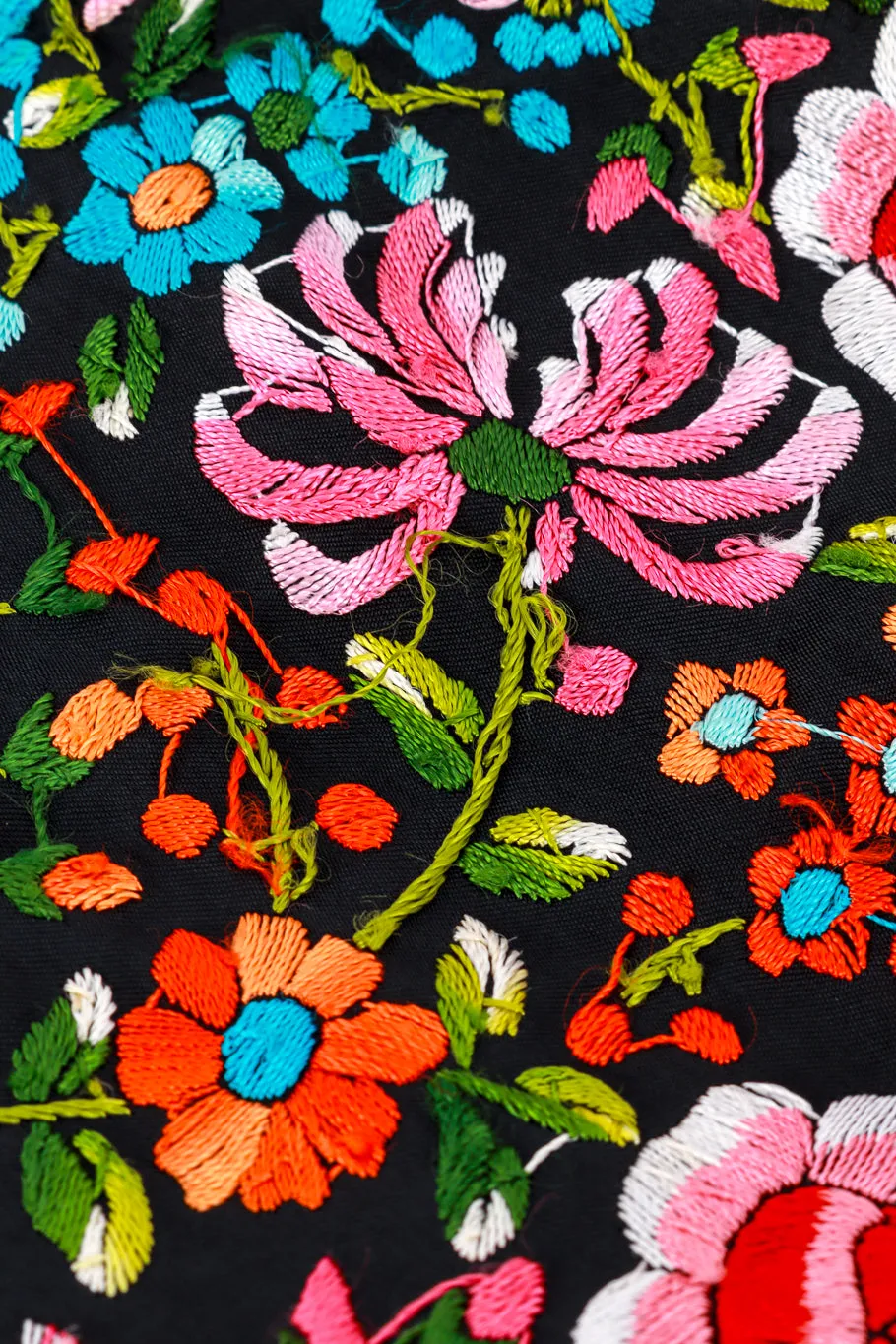 Embroidered Floral Fringe Piano Shawl