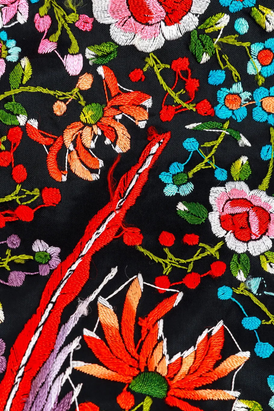 Embroidered Floral Fringe Piano Shawl