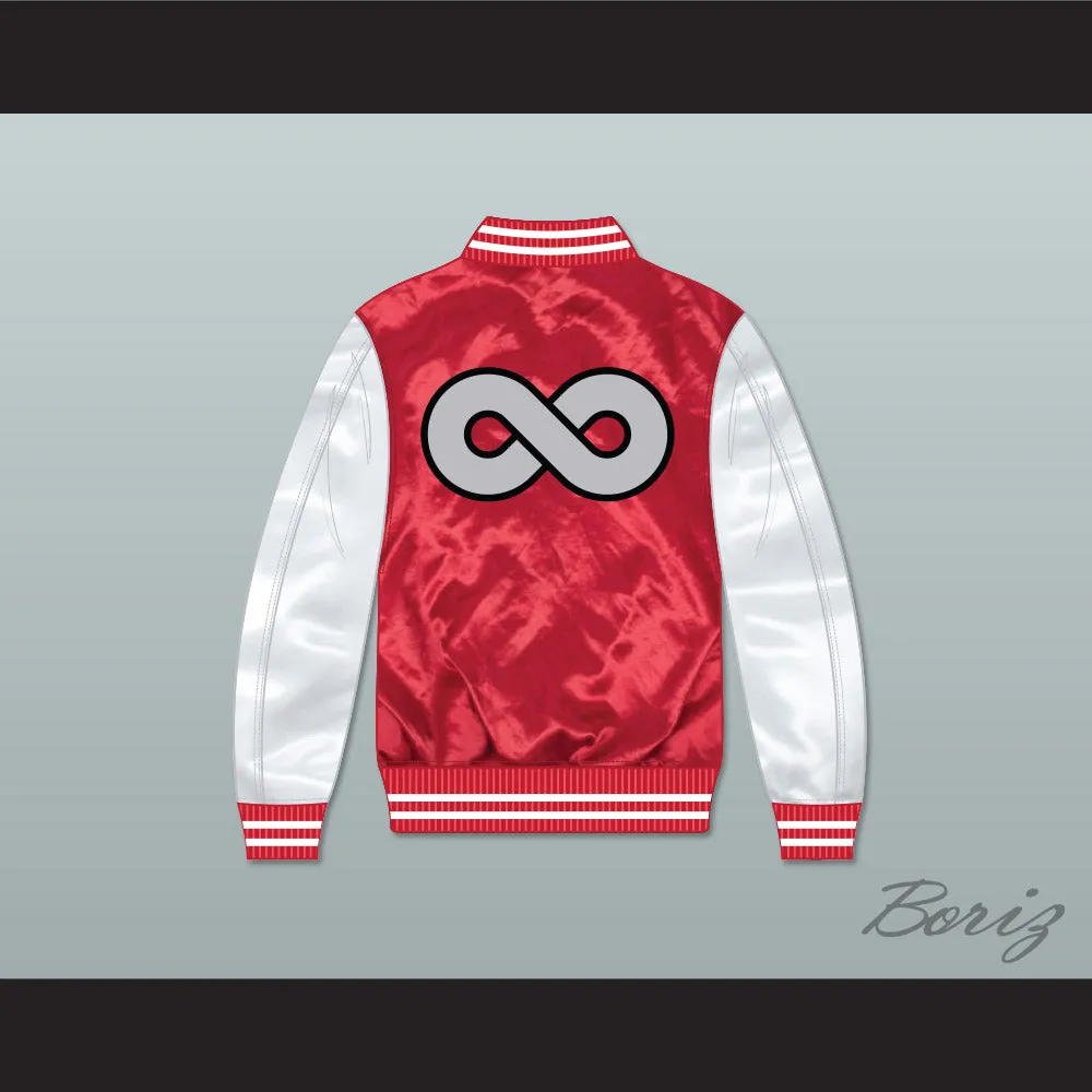 Eternal Red/ White Varsity Letterman Satin Bomber Jacket