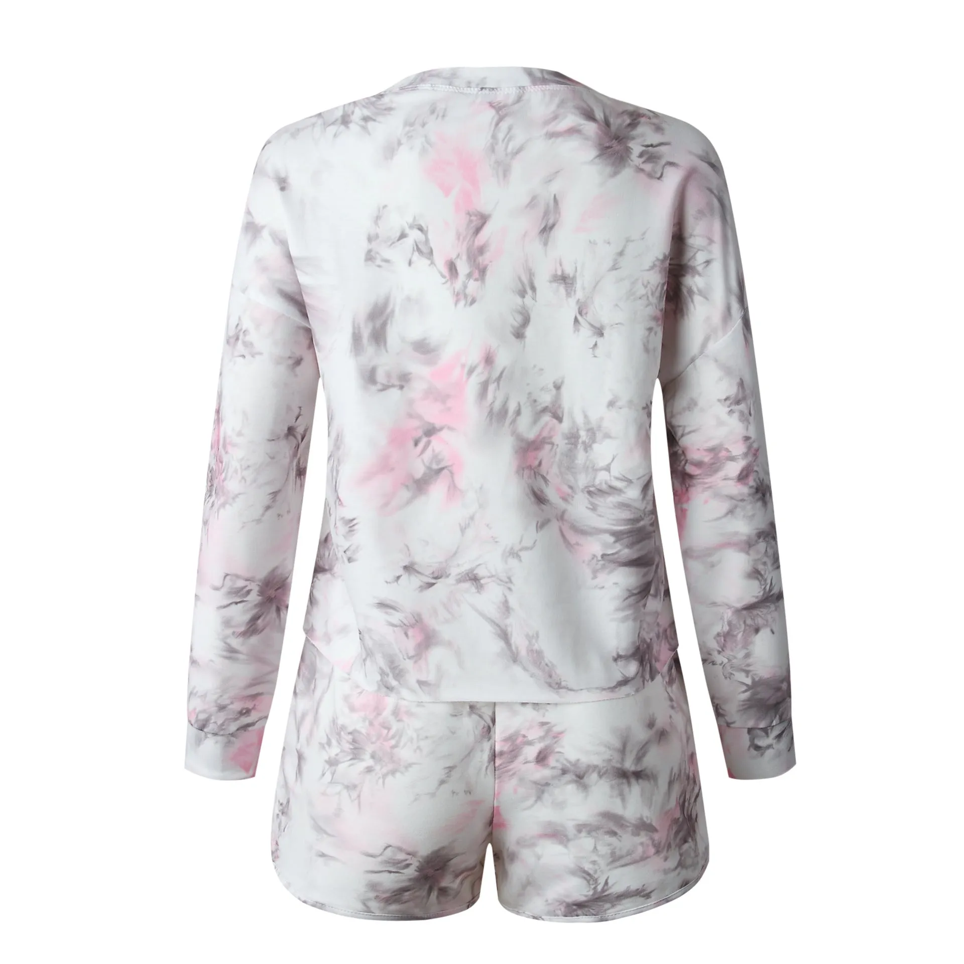 Floral Two-piece Set Cotton T-Shirt Lace-up Shorts Loungewear