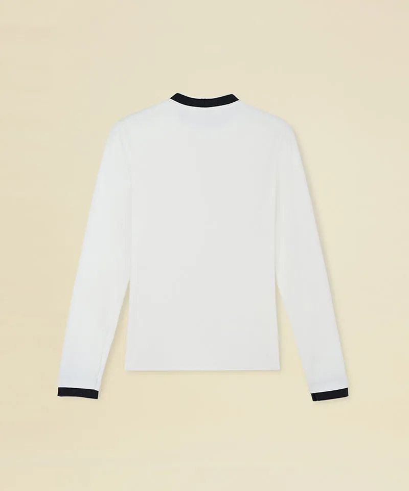 FORDI Logo Band Mock Neck Fleece T-Shirt - White
