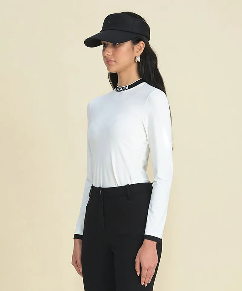 FORDI Logo Band Mock Neck Fleece T-Shirt - White