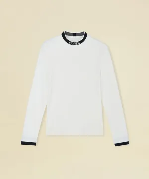 FORDI Logo Band Mock Neck Fleece T-Shirt - White