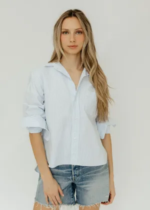 Frank & Eileen 'Silvio' Untuckable Button-Up in Light Blue Stripe