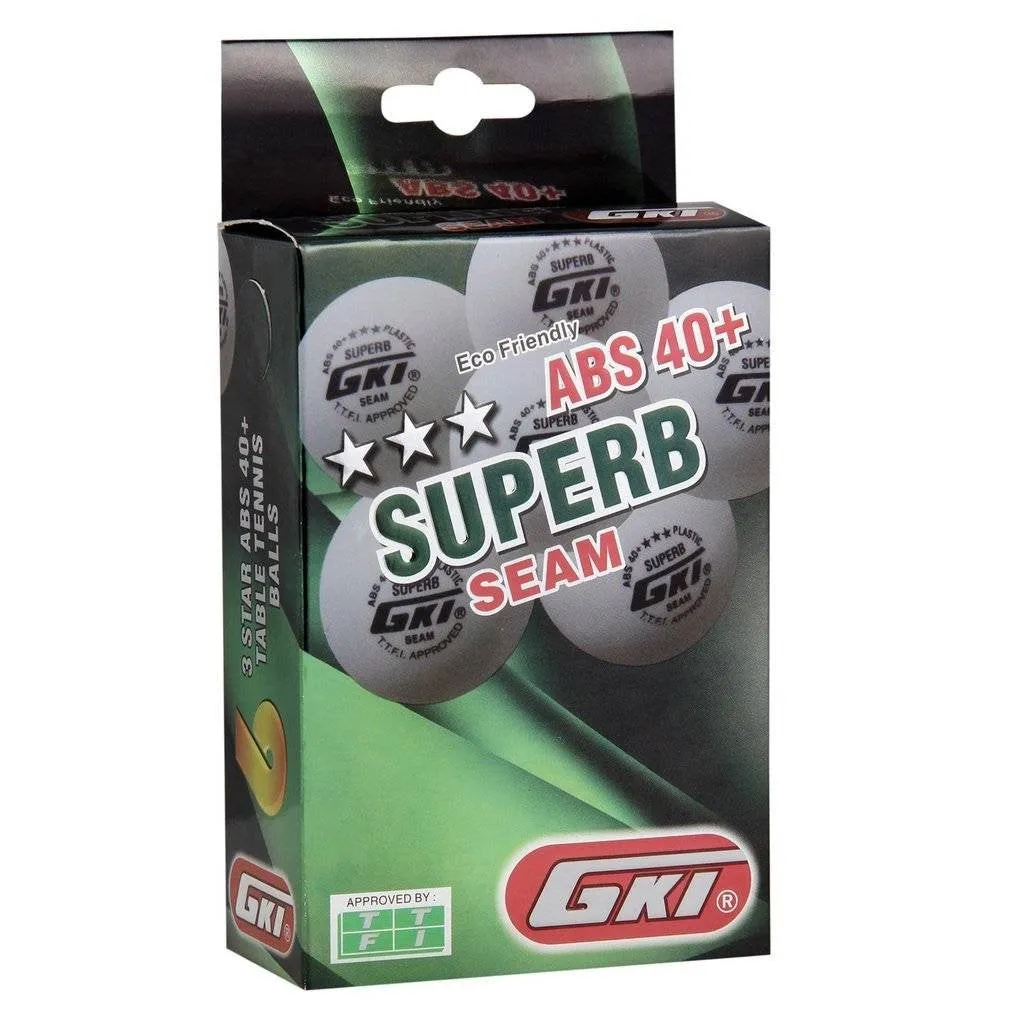 GKI Superb 3 Star ABS Plastic 40  Table Tennis Ball (6 pc)
