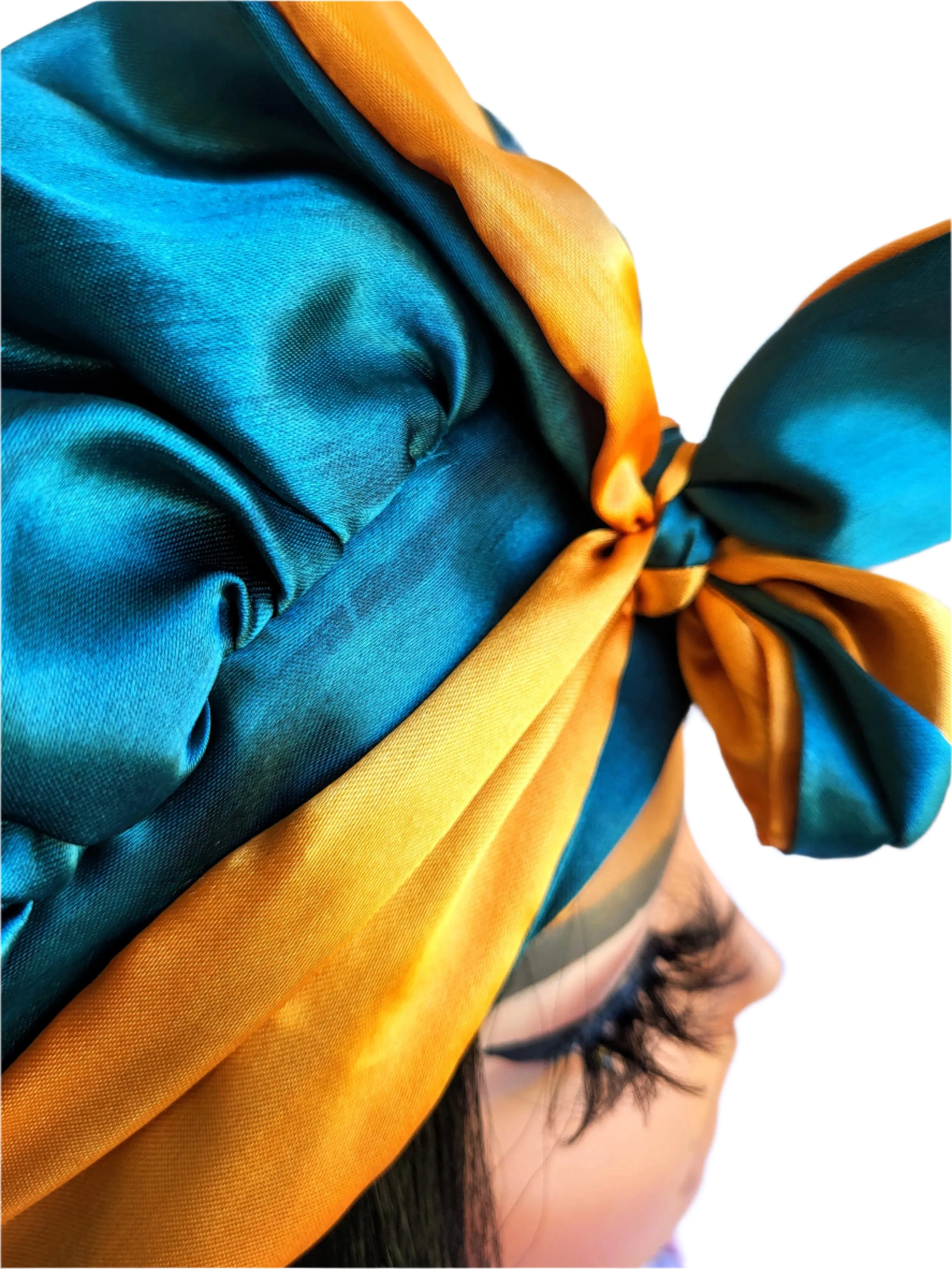 GREEN & GOLD Reversible Sleeping Satin Hair Tying Bonnet