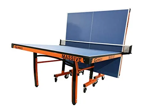 Gymnco Massive Table Tennis Table with 100 MM Wheel (Top 25 mm Laminated Compressed & Free TT Table Cover   2 TT Racket & Balls)