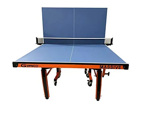 Gymnco Massive Table Tennis Table with 100 MM Wheel (Top 25 mm Laminated Compressed & Free TT Table Cover   2 TT Racket & Balls)