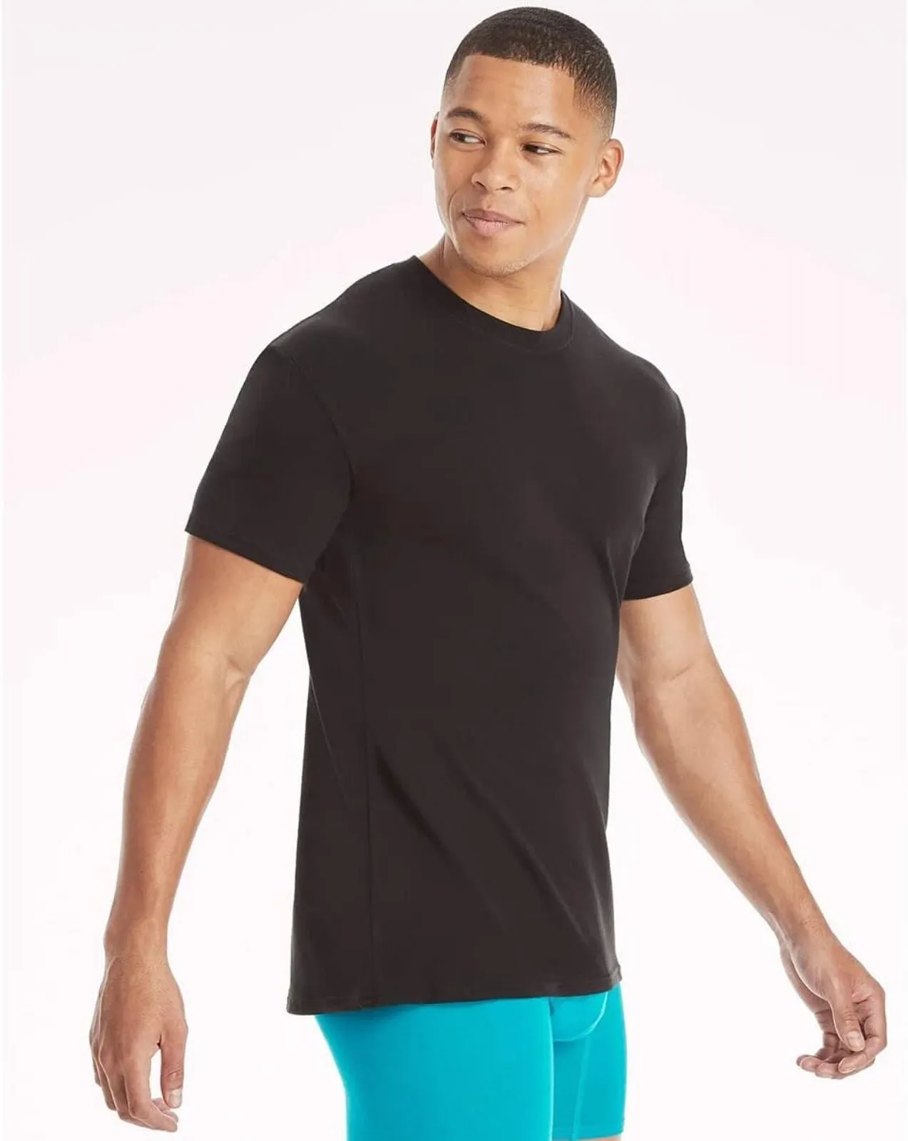 Hanes Mens4 Pack Ultimate Ultimate Comfort Fit Undershirt T-Shirt Black XL