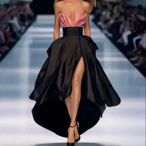 High End Black High Low Skirt