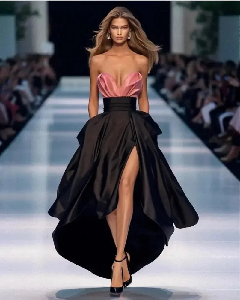 High End Black High Low Skirt