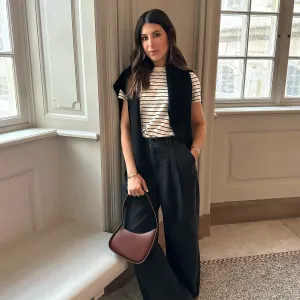 HIGH WAISTED WIDE LEG DENIM JEANS - WASHED BLACK