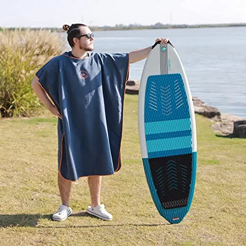 Hiturbo Microfiber Surf Beach Wetsuit Changing Towel Bath Robe Poncho with Hood -One Size Fit All