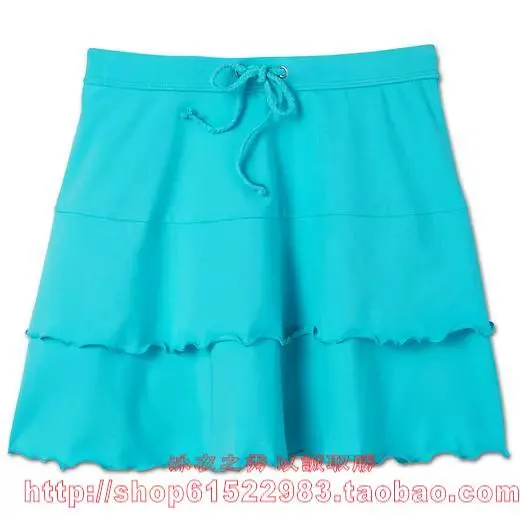 Hot Spring Frilly Red and Blue Swimming Trunks for Women with Split Thigh-Length Design