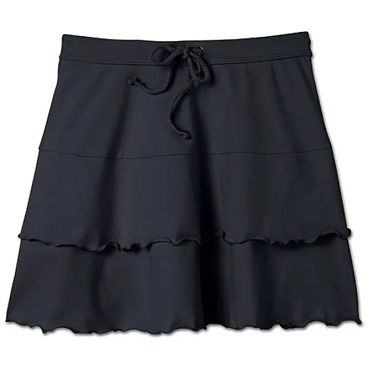 Hot Spring Frilly Red and Blue Swimming Trunks for Women with Split Thigh-Length Design