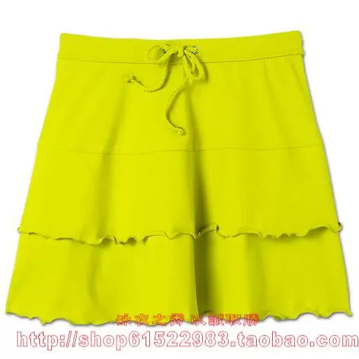 Hot Spring Frilly Red and Blue Swimming Trunks for Women with Split Thigh-Length Design
