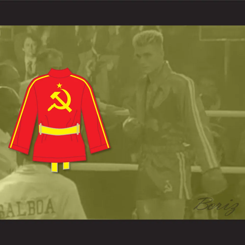 Ivan Drago Russia Red Satin Half Boxing Robe
