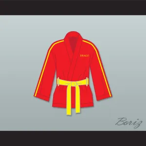 Ivan Drago Russia Red Satin Half Boxing Robe