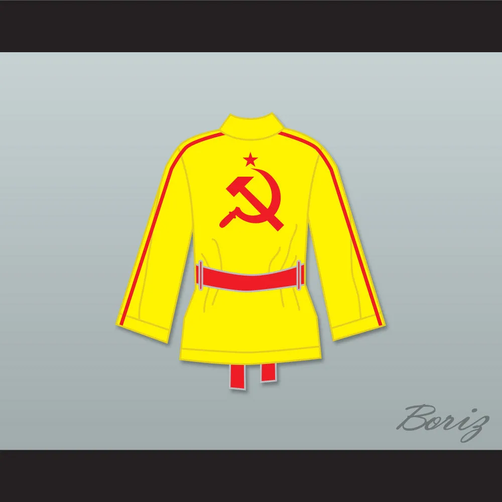 Ivan Drago Russia Yellow Satin Half Boxing Robe