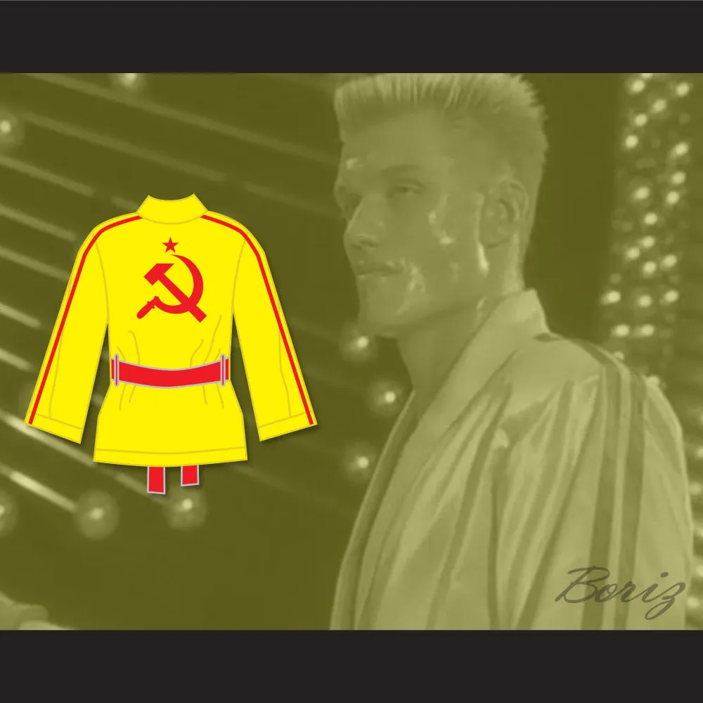 Ivan Drago Russia Yellow Satin Half Boxing Robe